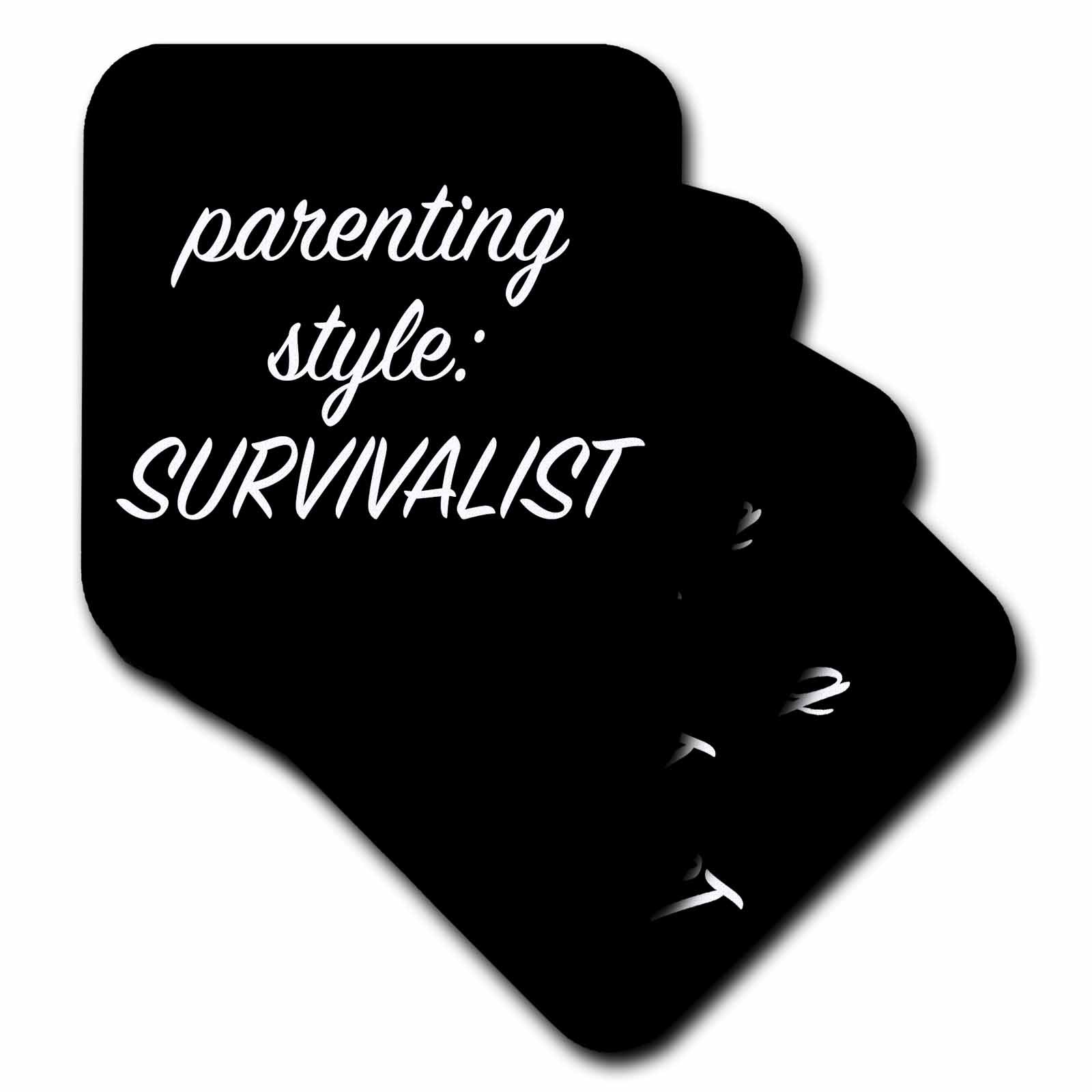 3dRose Parenting Style Survivalist. Black Lettering on a White Background. - Coasters (CST_328493)