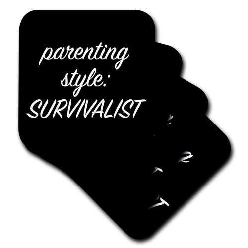 3dRose Parenting Style Survivalist. Black Lettering on a White Background. - Coasters (CST_328493)