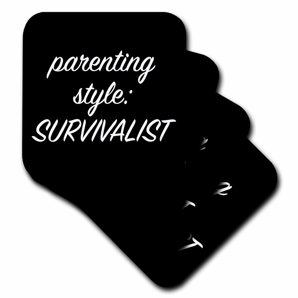 3dRose Parenting Style Survivalist. Black Lettering on a White Background. - Coasters (CST_328493)