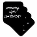 3dRose Parenting Style Survivalist. Black Lettering on a White Background. - Coasters (CST_328493)