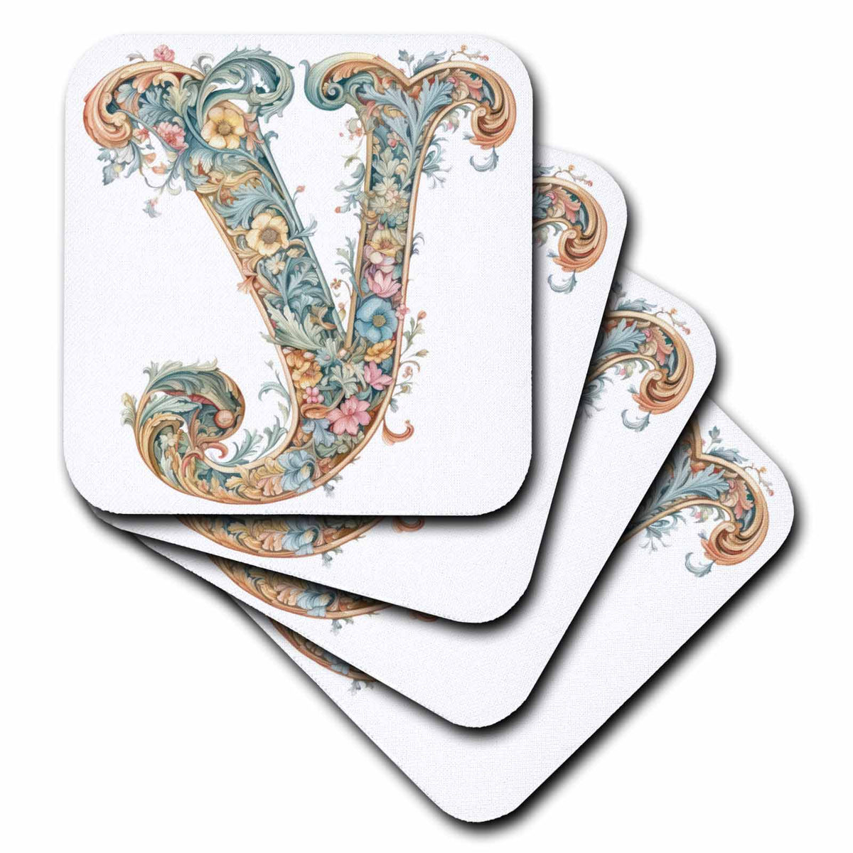 3dRose Fancy Floral Flourish Monogram Initial Y - Coasters (cst-382481)
