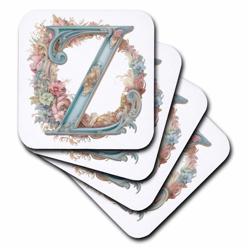 3dRose Fancy Floral Flourish Monogram Initial Z - Coasters (cst-382482)