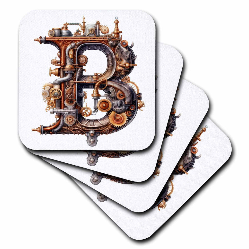 3dRose Anne Marie Baugh - Monograms - Steampunk Monogram Initial B - Coasters (cst-382504)
