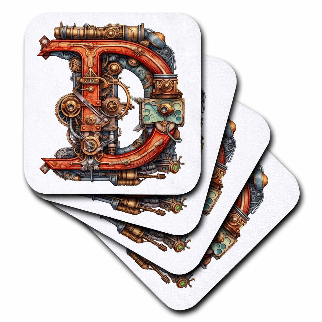 3dRose Anne Marie Baugh - Monograms - Steampunk Monogram Initial D - Coasters (cst-382506)