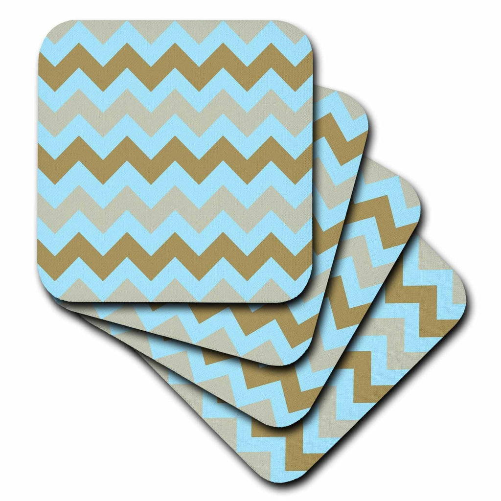 3dRose Chevron Pattern in Grey Brown On Pale Teal Background - Coasters (cst-382524)