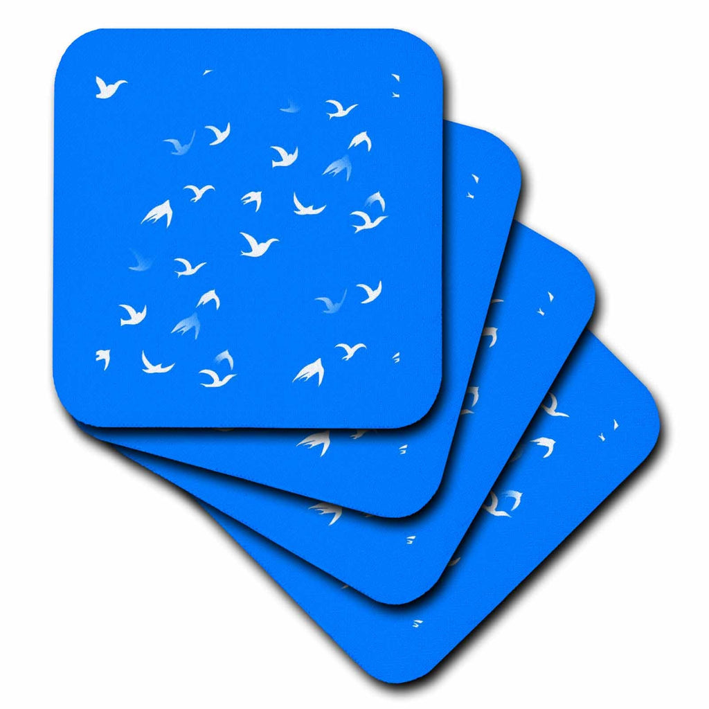 3dRose Flying Free Birds Silhouette in White - Coasters (cst-382554)
