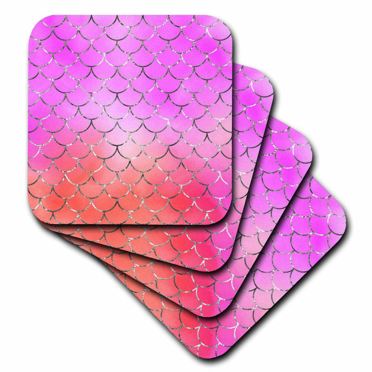 3dRose Pink to Orange Gradient Mermaid Scales Background - Coasters (cst-382775)