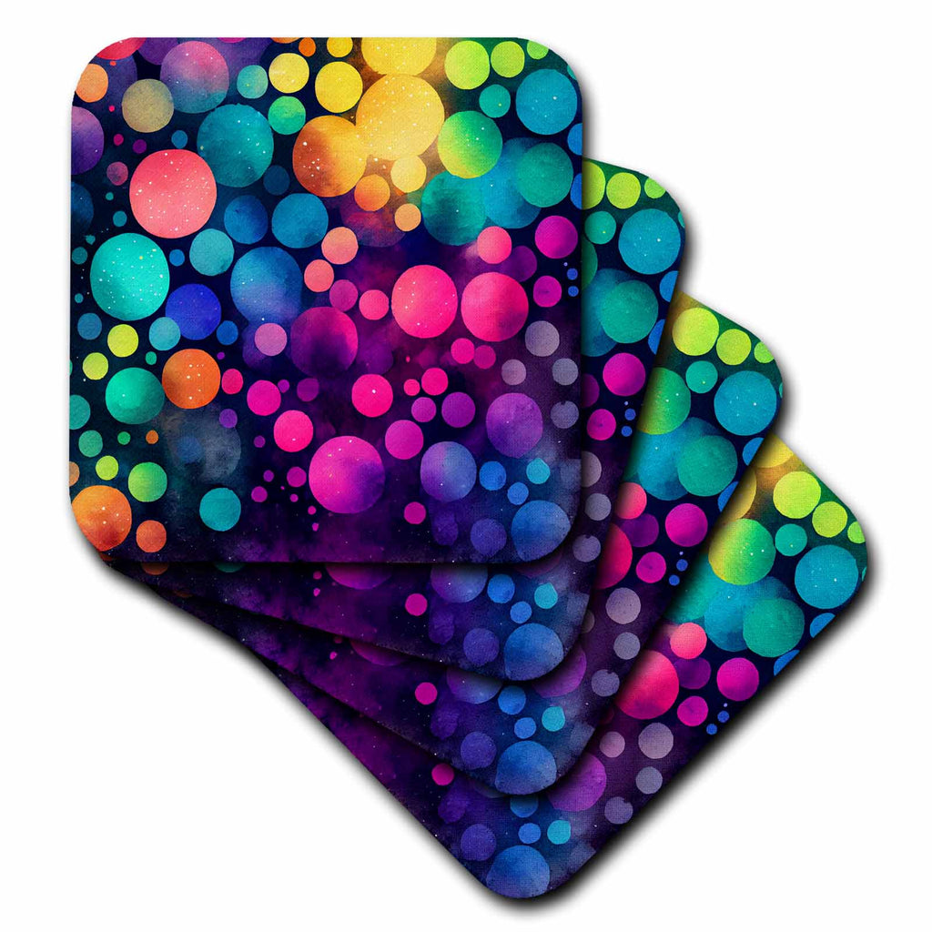 3dRose Colorful and Bright Bokeh Circles Background - Coasters (cst-382779)