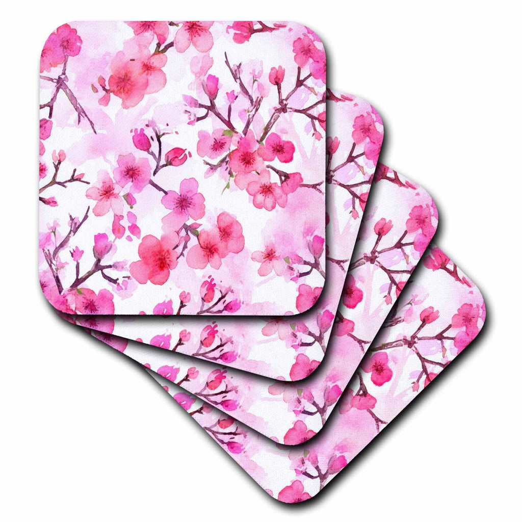 3dRose Pretty Pink Cherry Blossom Background - Coasters (cst-382792)