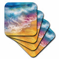 3dRose Blue, Pink, and Yellow Ocean Abstract - Coasters (cst-382802)