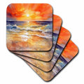 3dRose Anne Marie Baugh - Backgrounds - Dramatic Orange Sunset Beach Scene - Coasters (cst-382805)