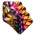 3dRose Pink, Yellow, Orange, and Green Polygon Background - Coasters (cst-382811)