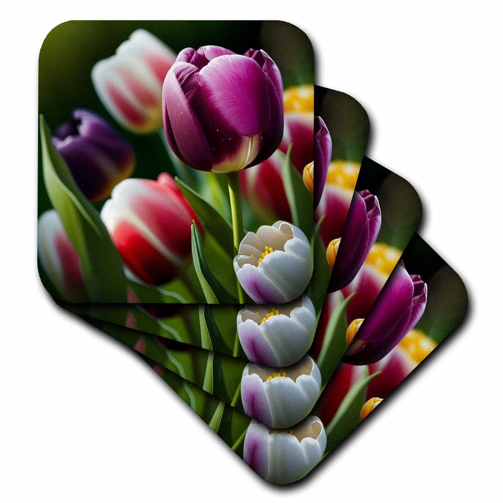 3dRose Anne Marie Baugh - Backgrounds - Pretty Tulips Background - Coasters (cst-382813)