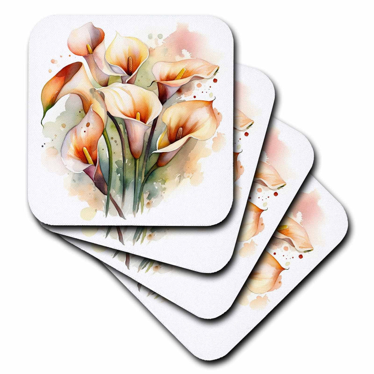 3dRose Pretty Orange Calla Lily Art Backgrounds - Coasters (cst-382823)