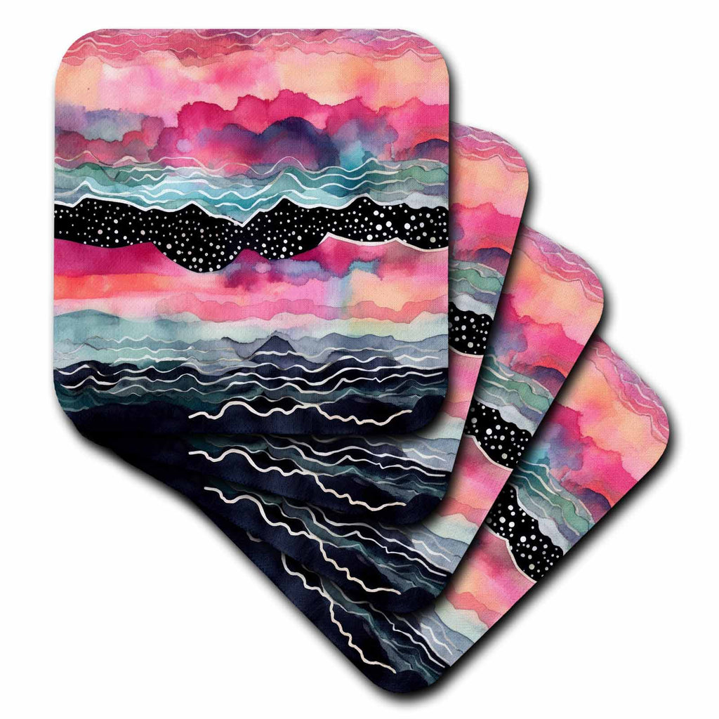 3dRose Anne Marie Baugh - Backgrounds - Vivid Abstract Waves Background - Coasters (cst-382828)