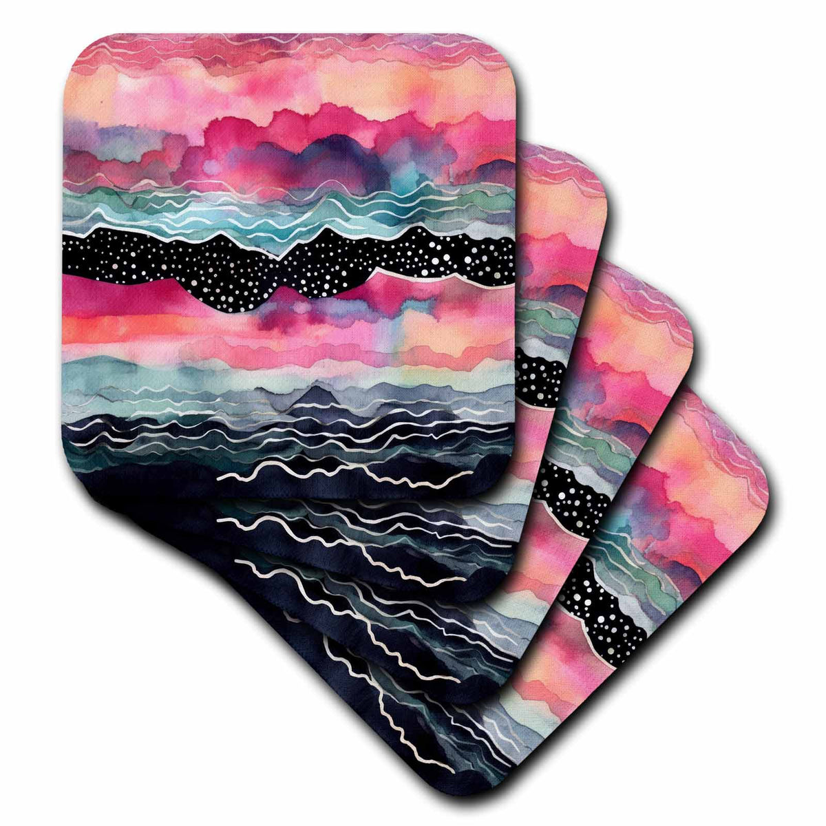 3dRose Anne Marie Baugh - Backgrounds - Vivid Abstract Waves Background - Coasters (cst-382828)
