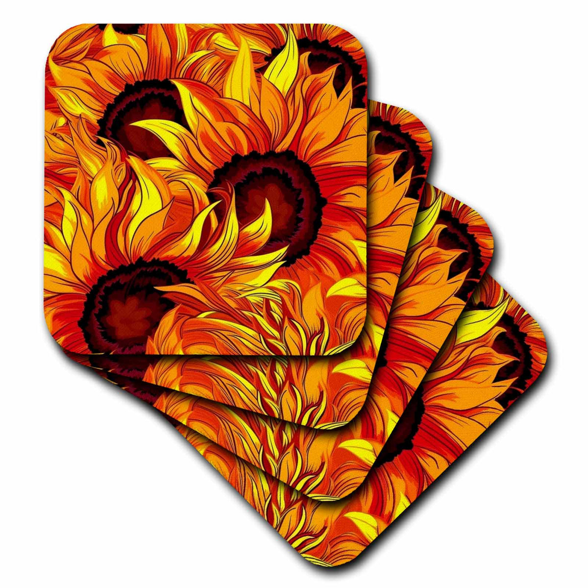3dRose Anne Marie Baugh - Backgrounds - Vivid Sunflower Background - Coasters (cst-382845)