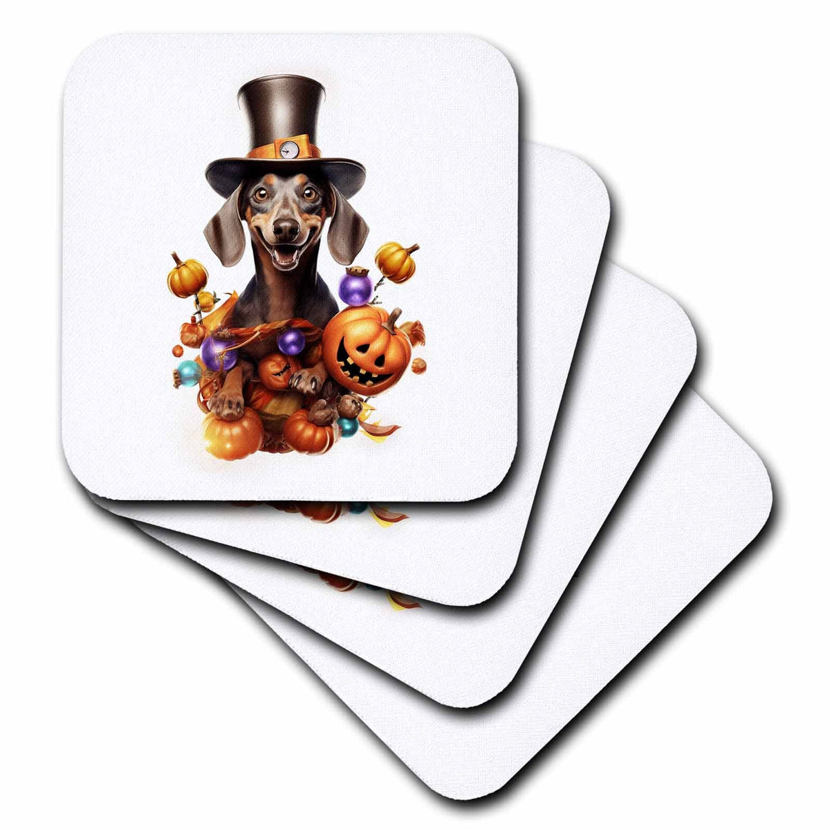 3dRose Halloween Dachshund Dressed as a Magic Wizard - Coasters (cst-382906)