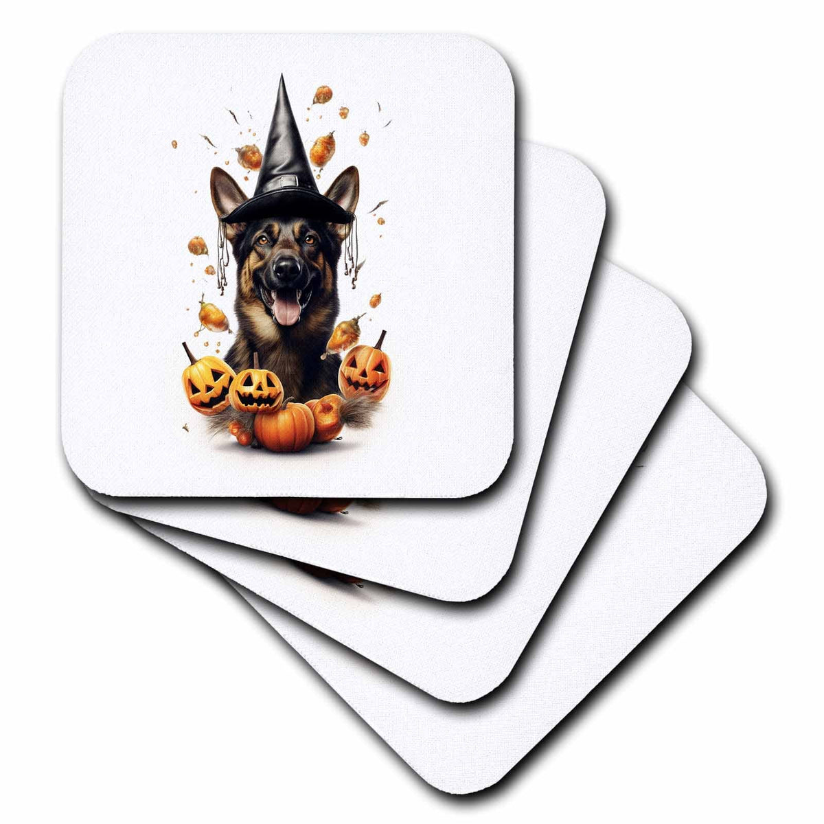 3dRose Halloween German Shepherd Dressed as a Magic Wizard - Coasters (cst-382909)