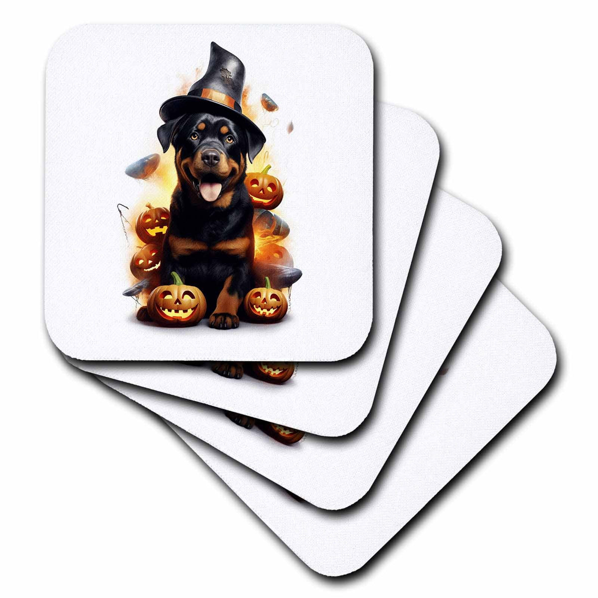 3dRose Halloween Rottweiler Dog Dressed as a Magic Wizard - Coasters (cst-382913)