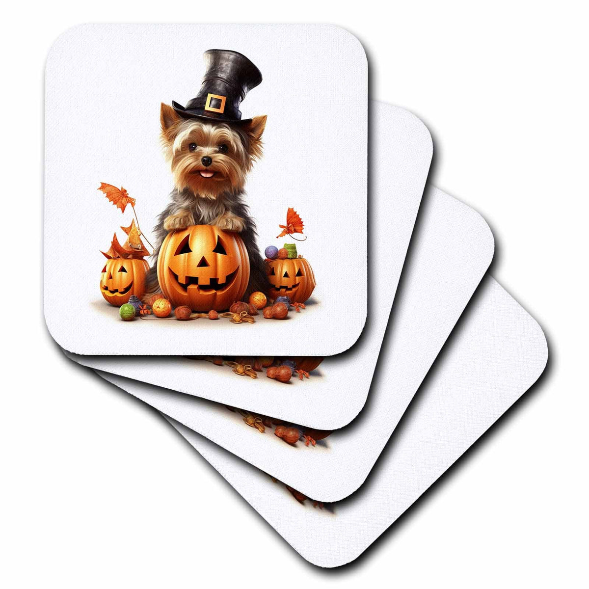 3dRose Halloween Yorkshire Terrier Dressed as a Magic Wizard - Coasters (cst-382914)