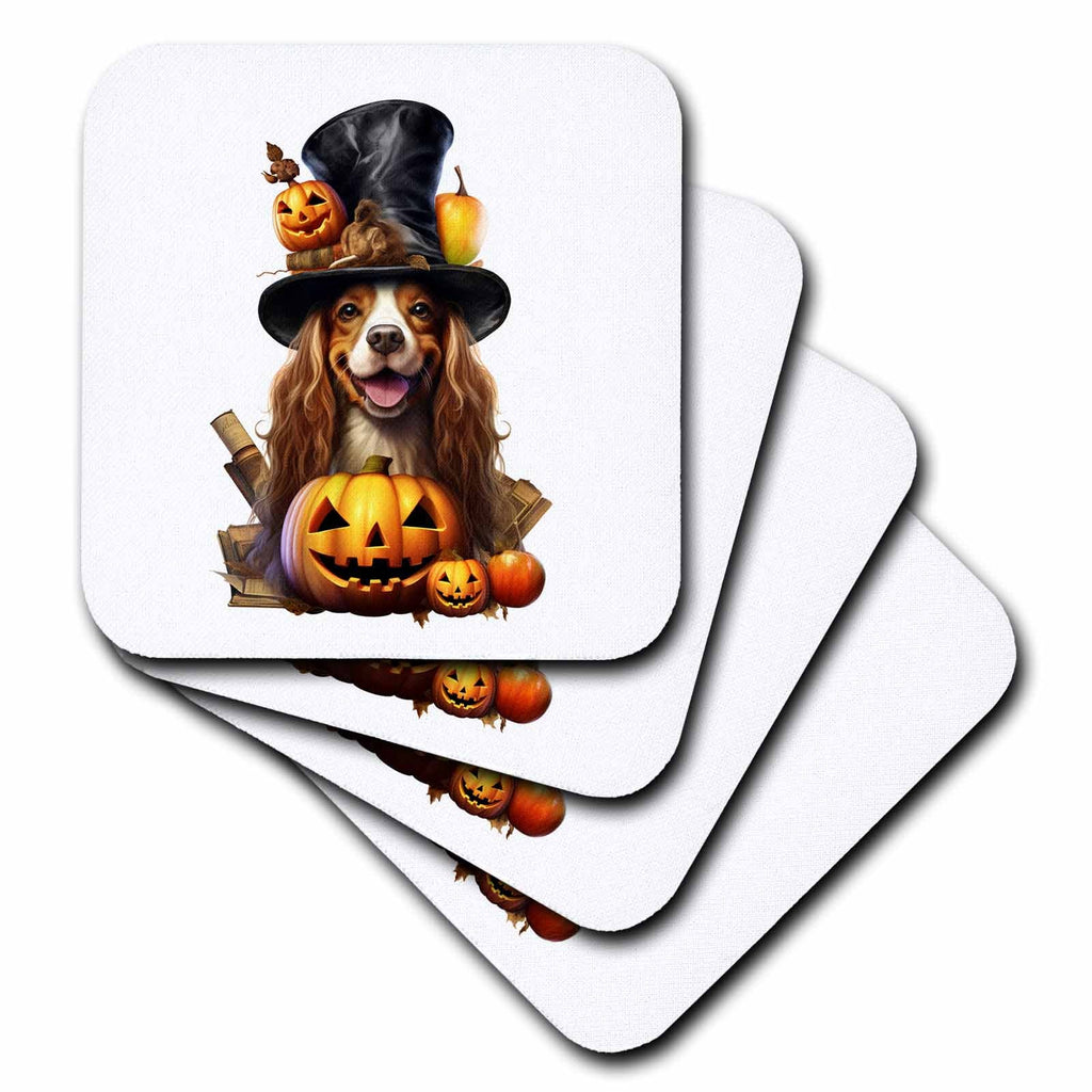3dRose Halloween Cocker Spaniel Dressed as a Magic Wizard - Coasters (cst-382916)