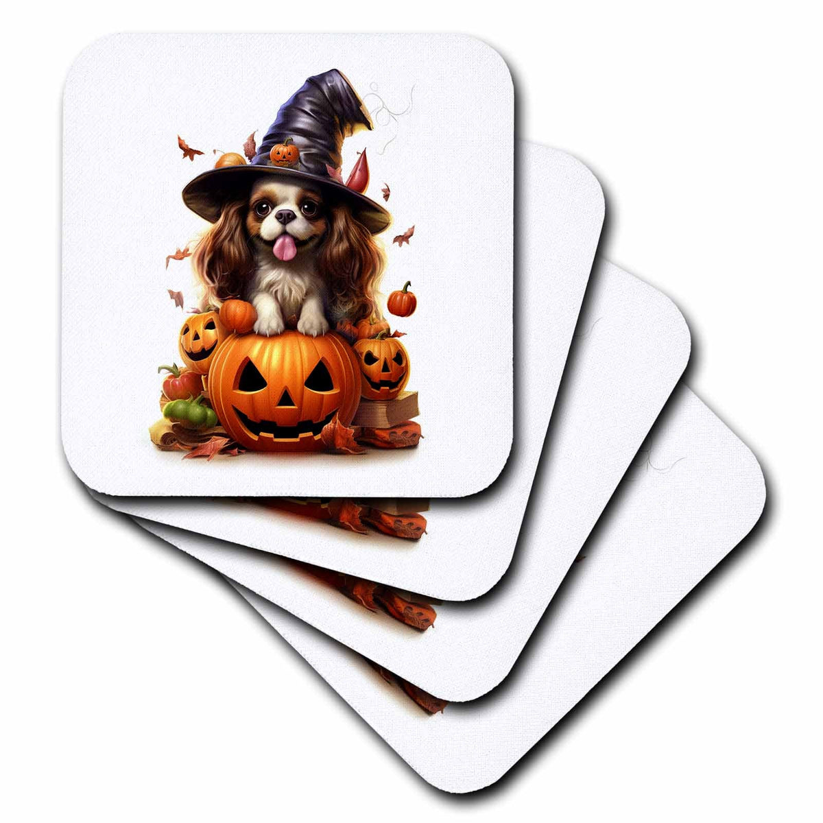 3dRose Halloween Cavalier King Charles Spaniel Dressed as a Magic Wizard - Coasters (cst-382919)
