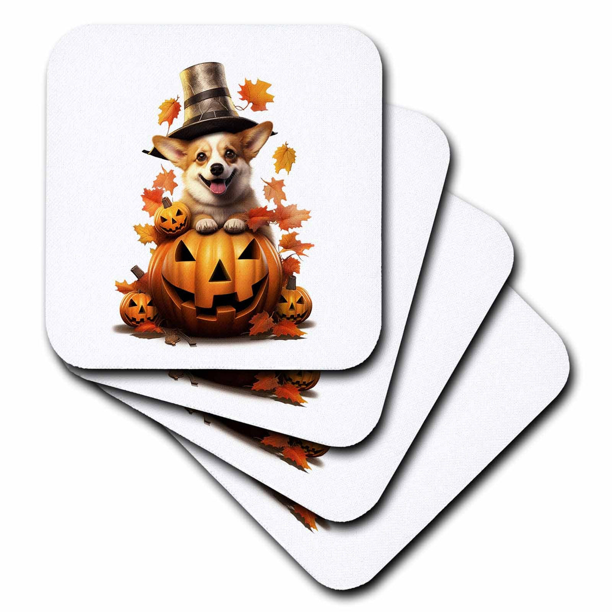 3dRose Halloween Pembroke Welsh Corgi Dressed as a Magic Wizard - Coasters (cst-382921)