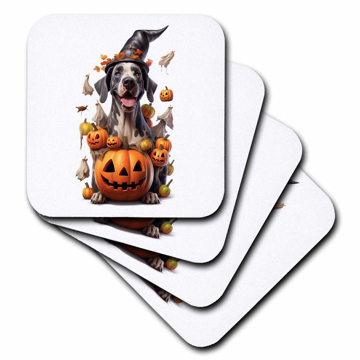 3dRose Halloween Great Dane Dressed as a Magic Wizard - Coasters (cst-382924)