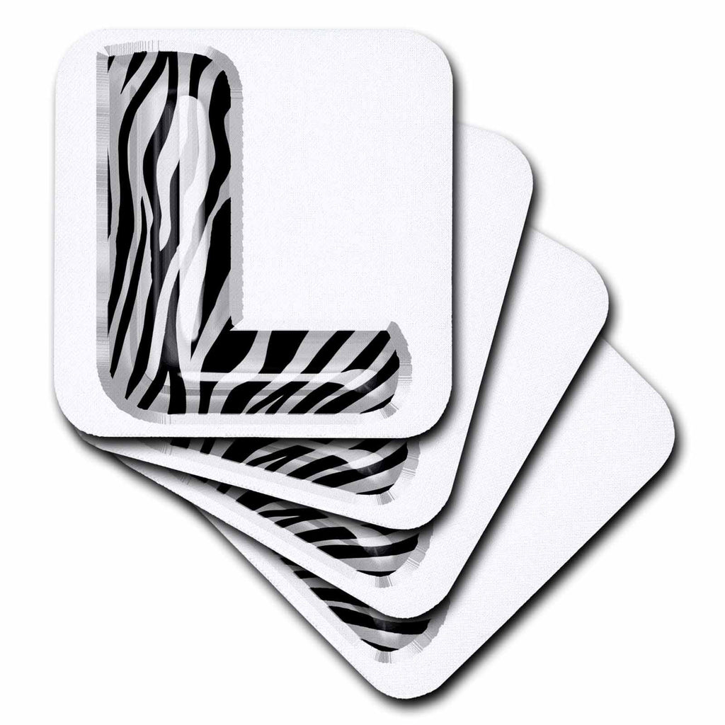 3dRose Zebra Patterned Image of Balloon Monogram L - Coasters (cst-383116)