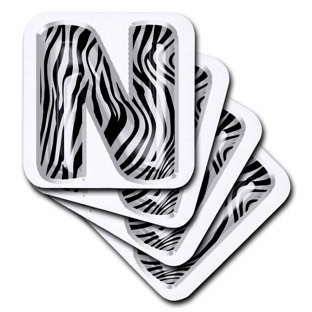 3dRose Zebra Patterned Image of Balloon Monogram N - Coasters (cst-383118)