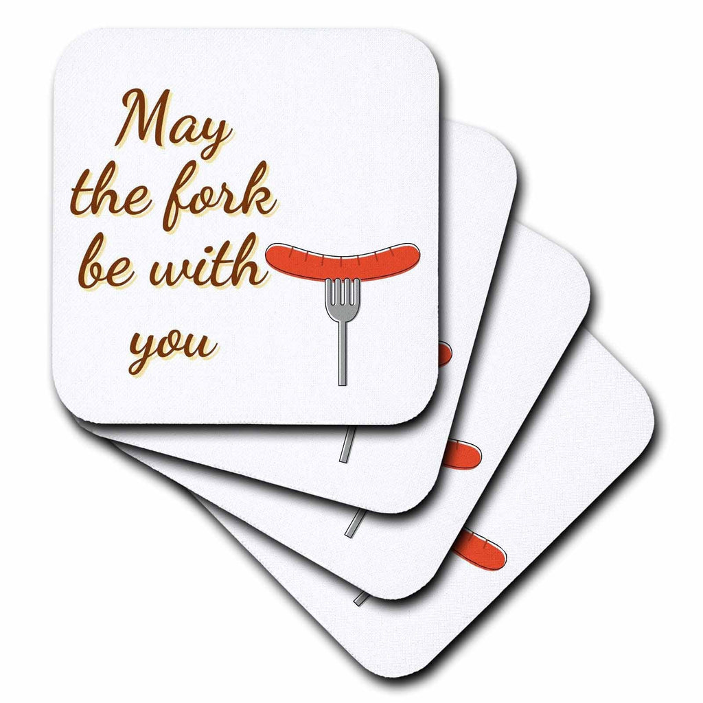3dRose Image of a Fork with Text May The Fork be with You - Coasters (cst-383170)