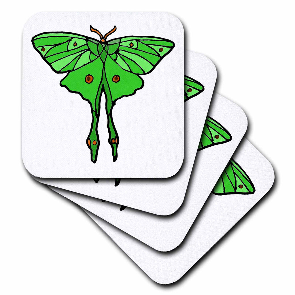 3dRose Cool Fun Flying Luna Moth Garden and Nature Art - Coasters (cst-383182)