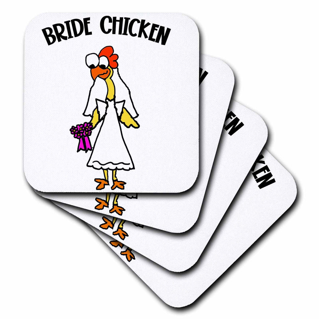 3dRose Cute Funny Rubber Chicken Bride Chicken Fried Chicken Pun - Coasters (cst-383208)