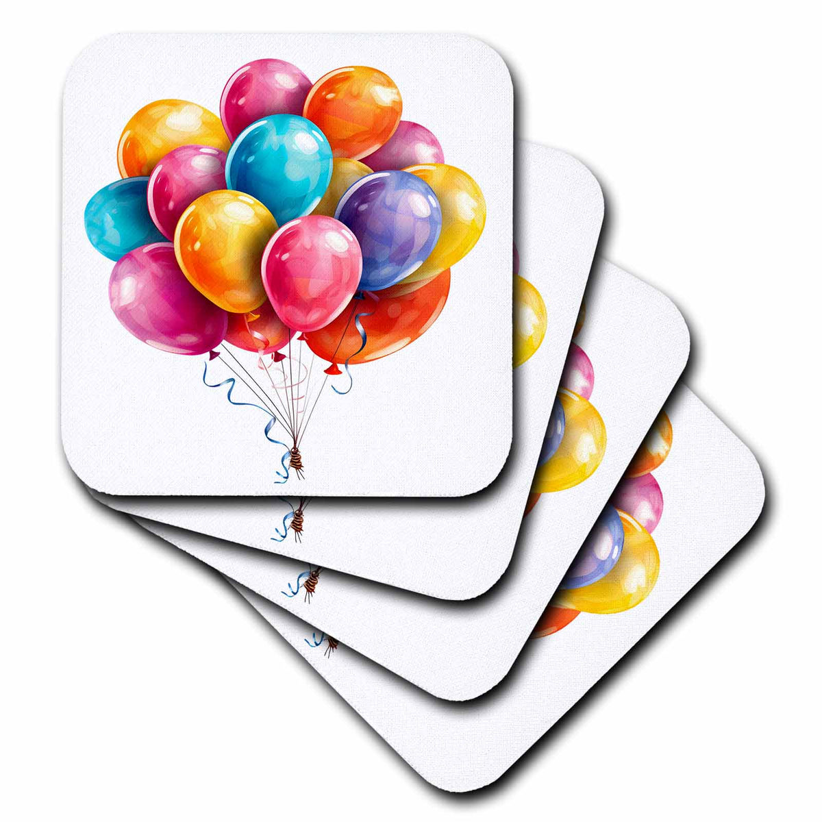 3dRose Colorful Party Balloon Illustration - Coasters (cst-383285)