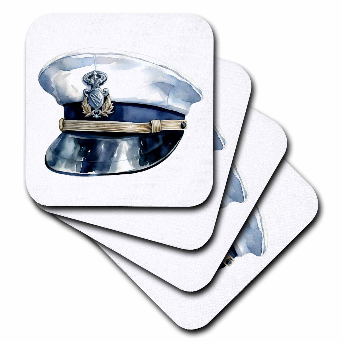 3dRose Nautical Sailing Captains Hat Illustration - Coasters (cst-383330)