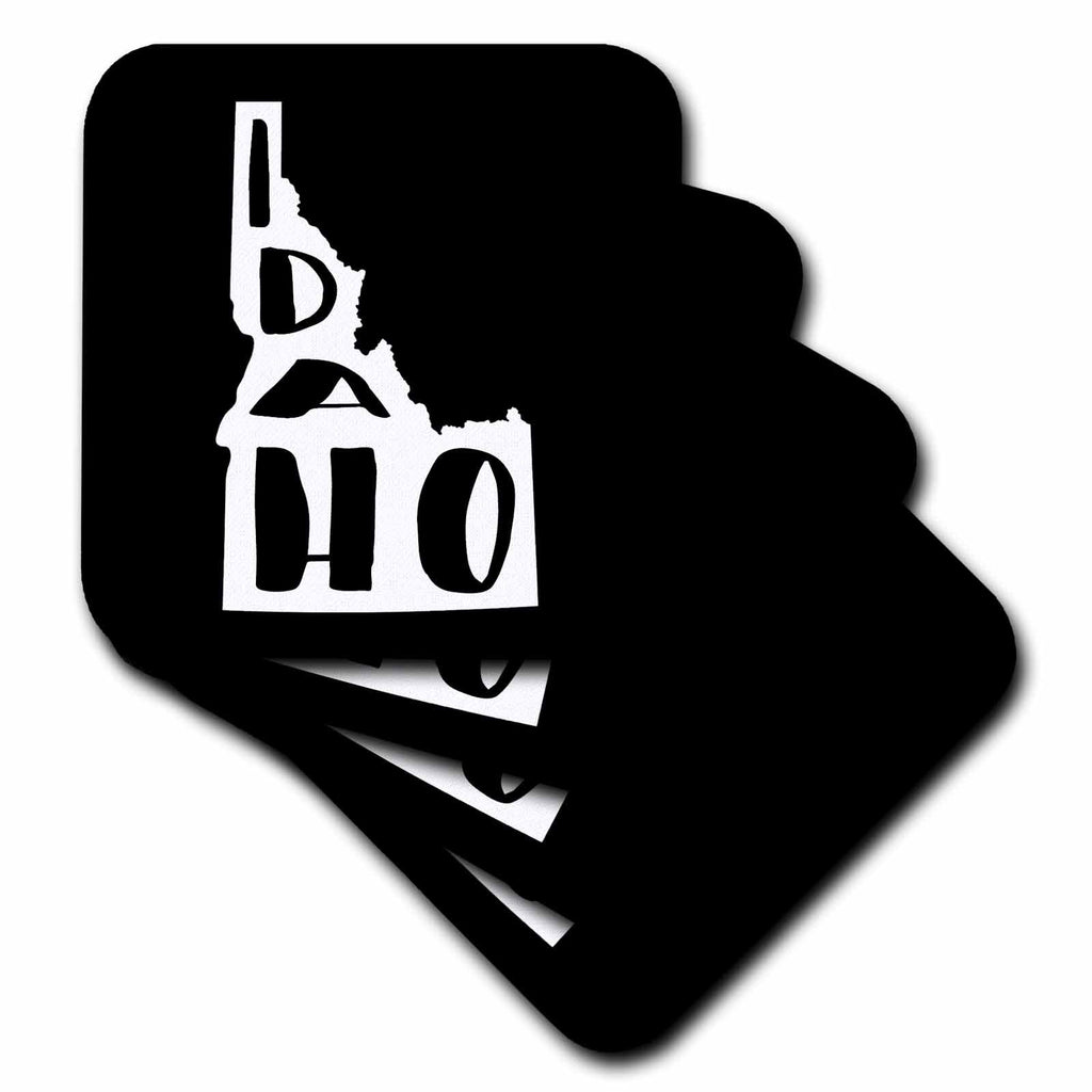 3dRose Idaho Written Inside The State. Black Background. - Coasters (cst-383375)