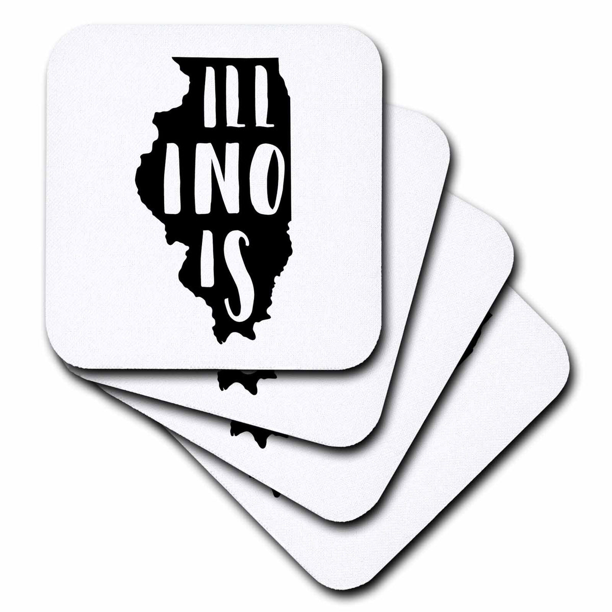 3dRose Illinois written inside the state. White background. - Coasters (cst-383386)