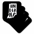 3dRose Indiana written inside the state. Black background. - Coasters (cst-383395)