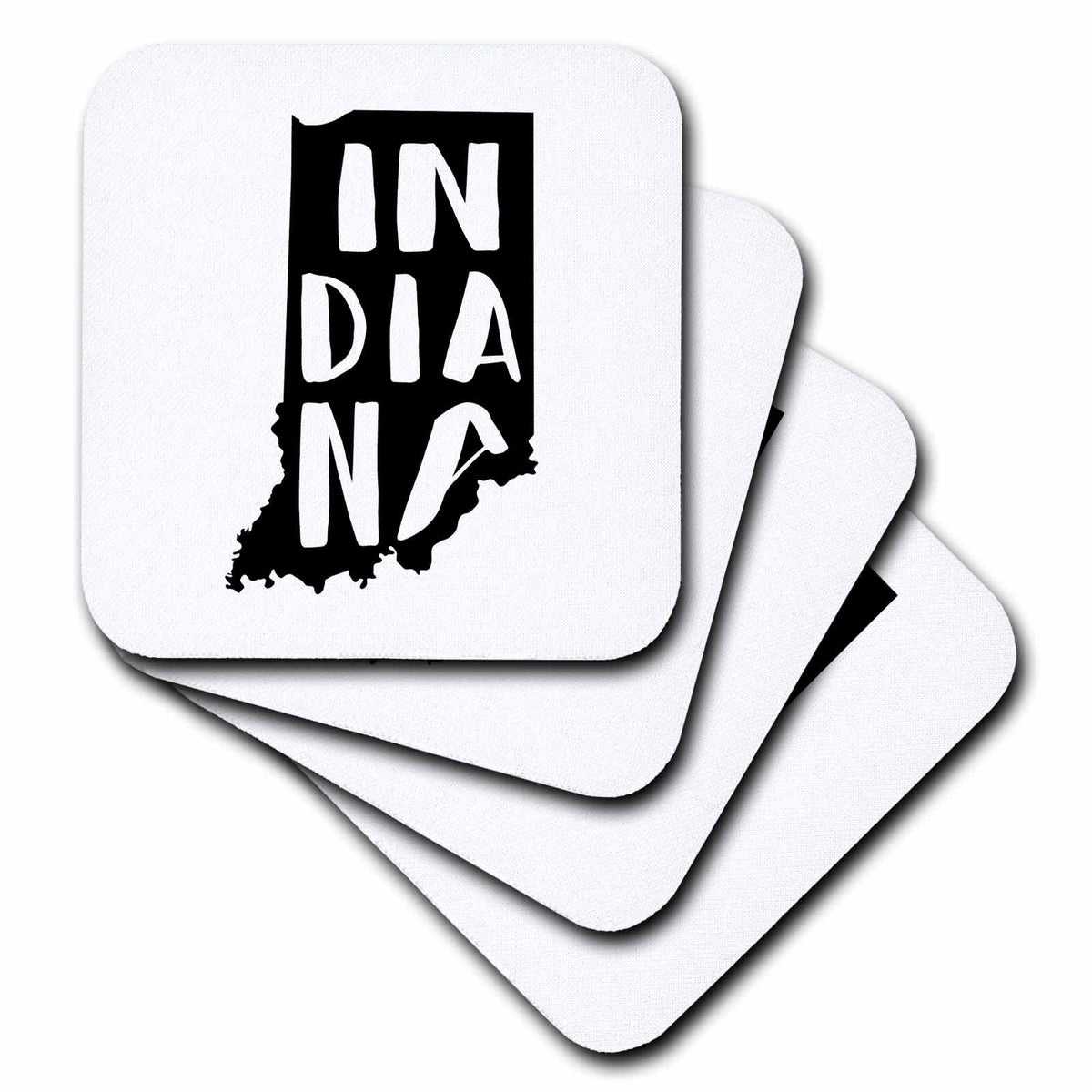 3dRose Indiana Written Inside The State. White Background. - Coasters (cst-383396)