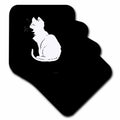 3dRose Minimalistic White Cat Silhouette Vector Art - Coasters (cst-383421)