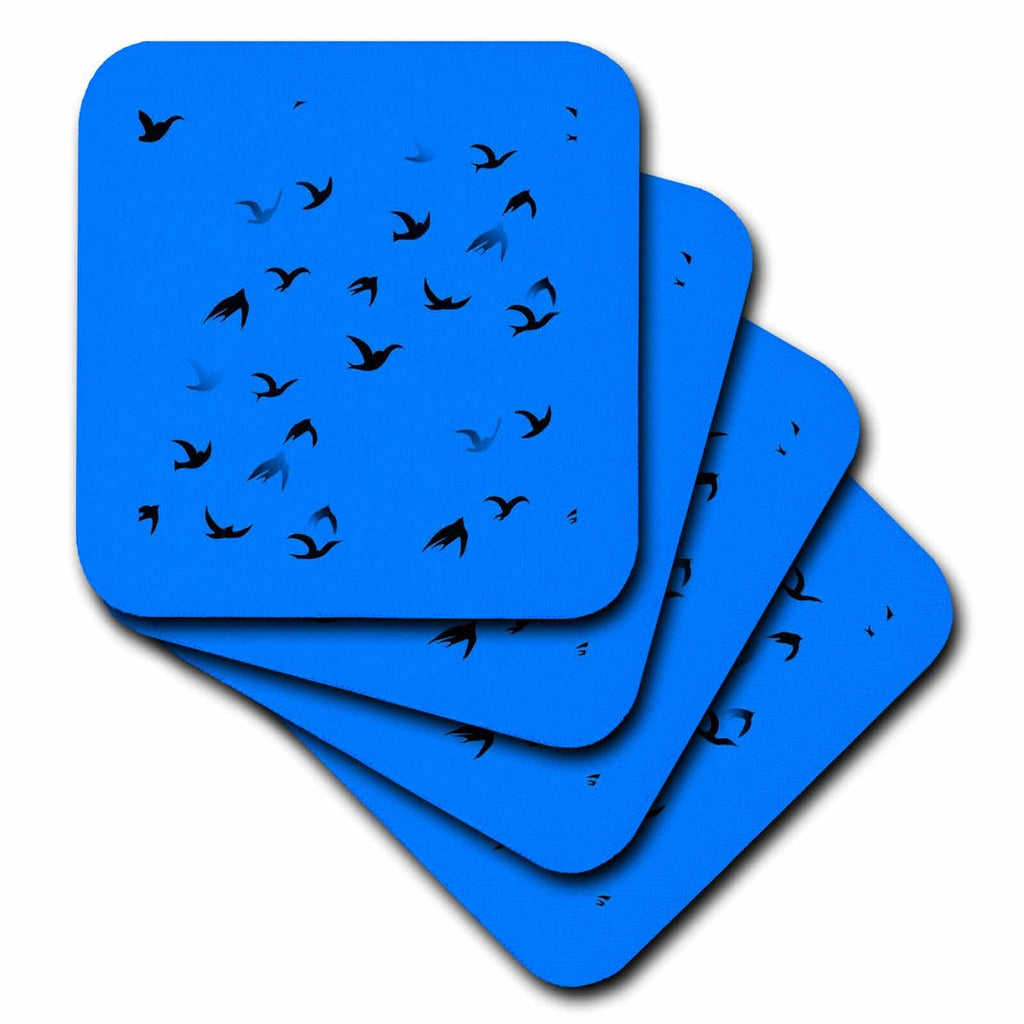 3dRose Flying Free Birds Silhouette in Black - Coasters (cst-383467)