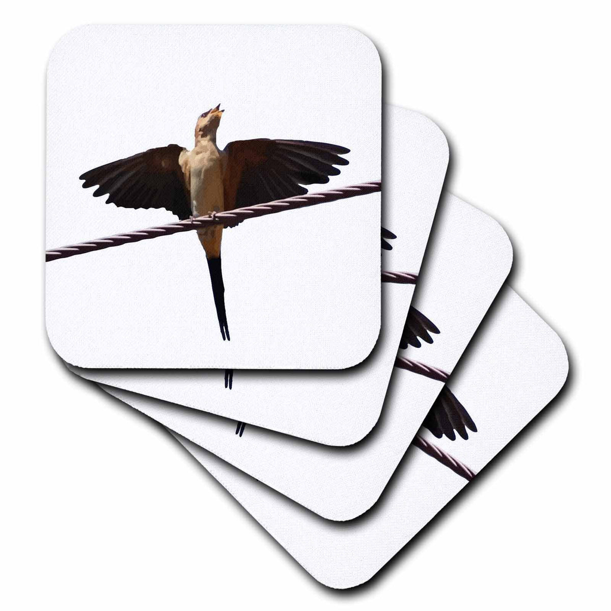 3dRose Swallow Bird Singing with Wings Outstretched Cut Out - Coasters (cst-383469)