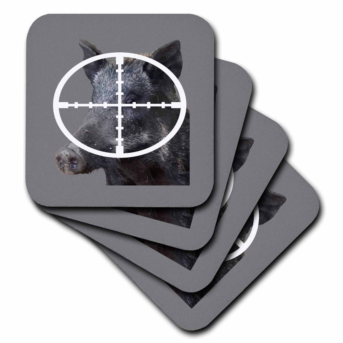 3dRose Hog Hunting Wild Boar In Scope Vector Art 1 - Coasters (cst-383472)