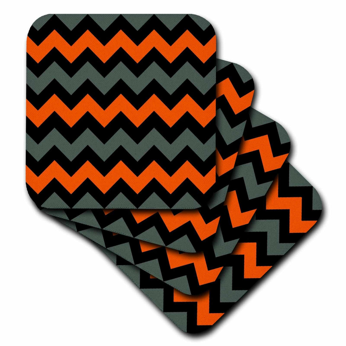 3dRose Chevron Pattern In Grey And Orange on A Background - Coasters (cst-383492)