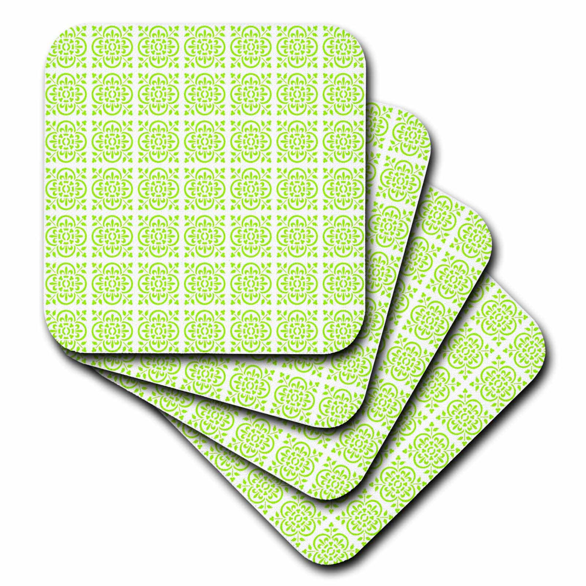 3dRose Art Deco Style Repeat Pattern Chartreuse Pale Green - Coasters (cst-383494)