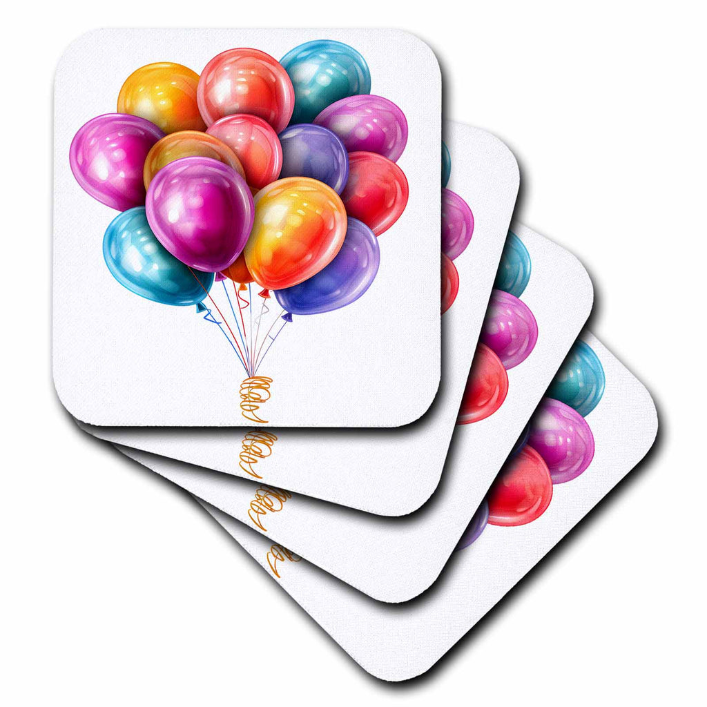 3dRose Colorful Party Balloons Illustration - Coasters (cst-383603)