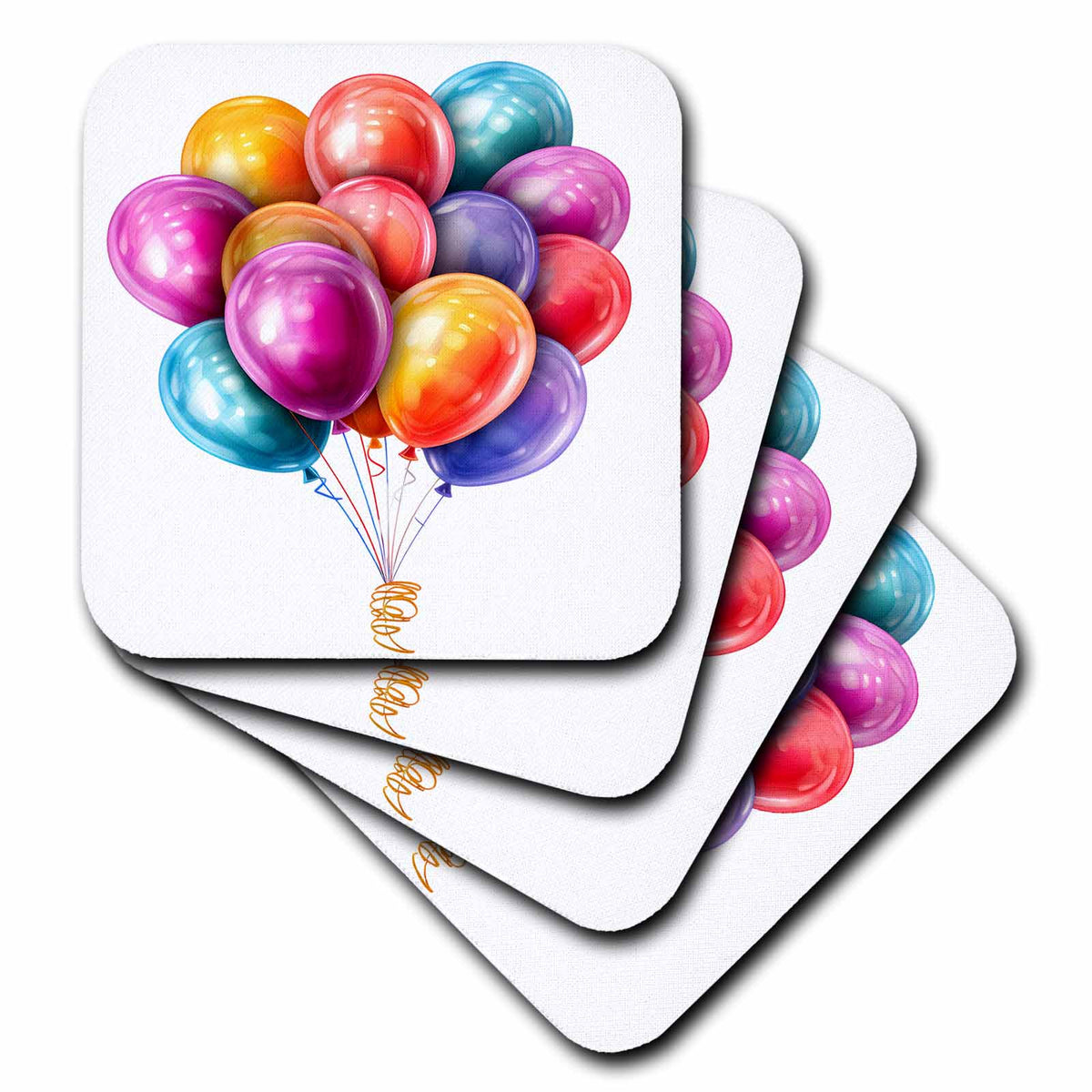 3dRose Colorful Party Balloons Illustration - Coasters (cst-383603)