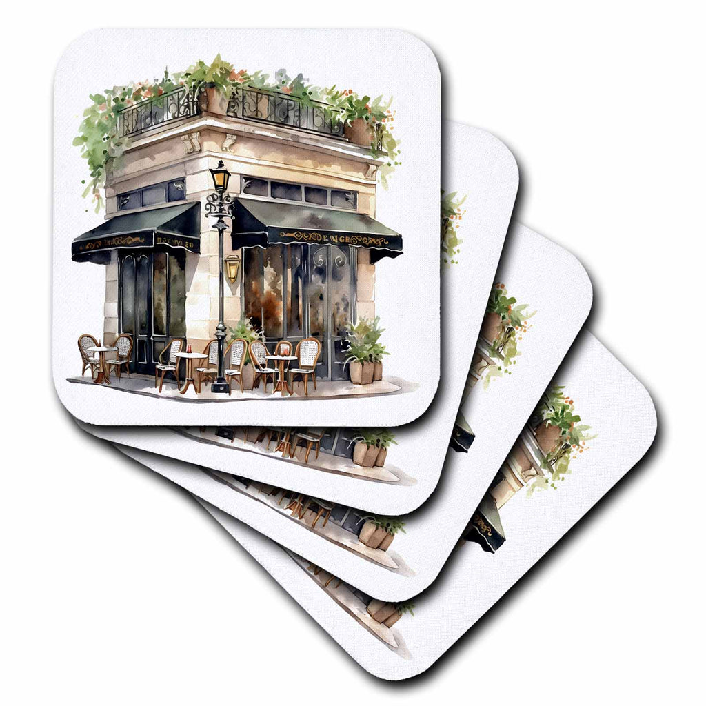 3dRose Anne Marie Baugh - Illustrations - Paris Café Illustration - Coasters (cst-383618)