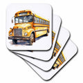 3dRose Anne Marie Baugh - Illustrations - School Bus Illustration - Coasters (cst-383678)
